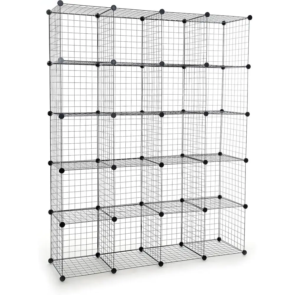 

14 Multi-Purpose DIY 20-Cube Wire Organizer, Storage Solution for Wardrobe, Bookshelves - Black