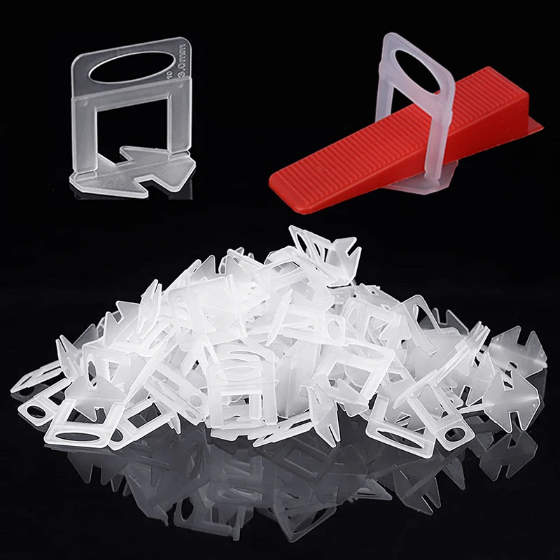 100PCS 세라믹 타일 레벨링 시스템 클립 스페이서 스트랩 키트 세트 타일 포장 바닥 벽 건설 도구 건물