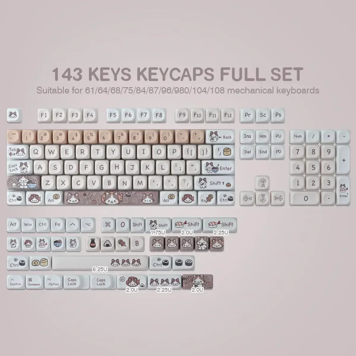 PBT Cute Dye-Sublimation Keycaps MOAProfle Mechanical Keyboard Keycaps High-end customization for Mechanical Keyboards