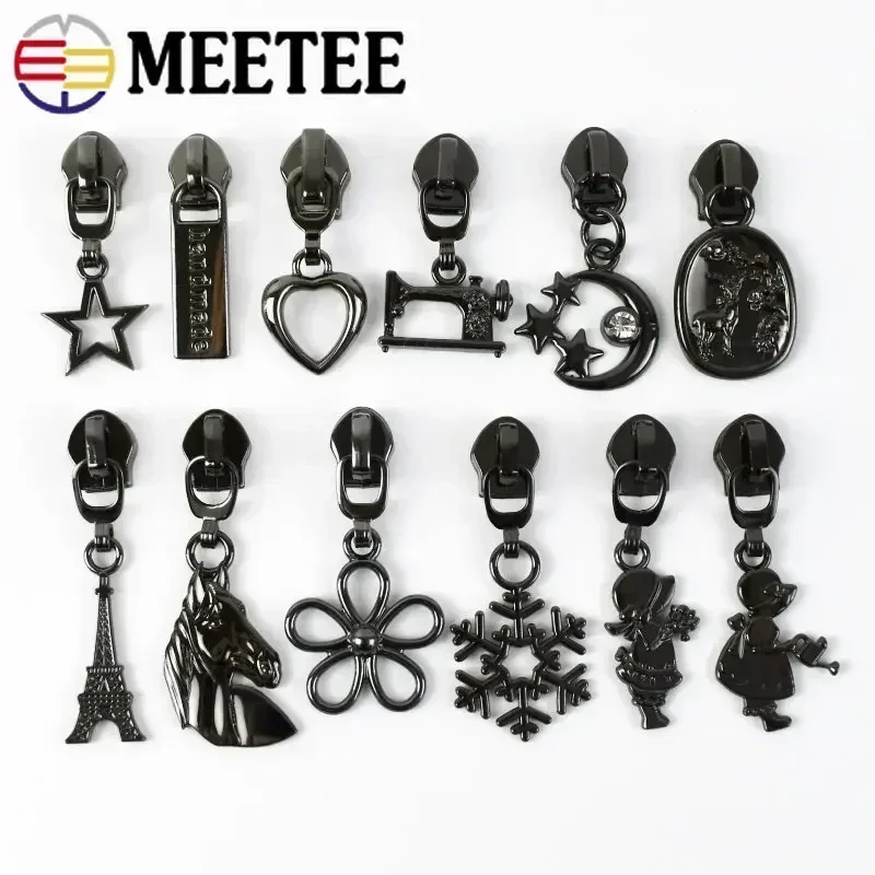 5-20Pcs 5# Metal Zipper Heads For Clothes Zips Tapes Bag Shoes Zippers Slider Pocket Replacement Zip Pull  Repair Kit Accessorie