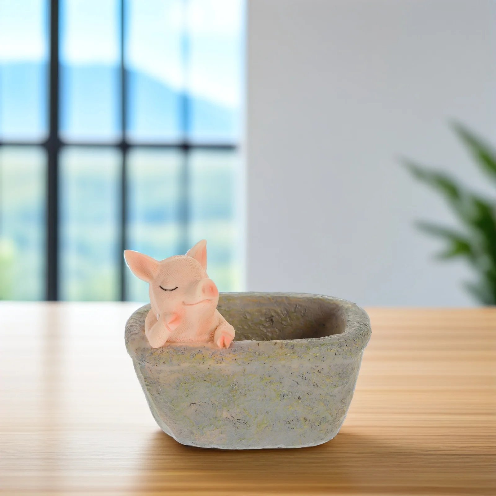 

Mini Piggy Resin Succulent Plant Pot Resin Planter Container with Drainage Hole for Small Plants Piggy Flower Pot