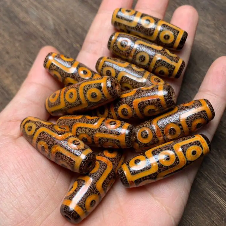 

Агатовые бусины из тибетского халцедона, желтые, с девятью глазками, для мужчин и женщин, для изготовления украшений и подвесок.