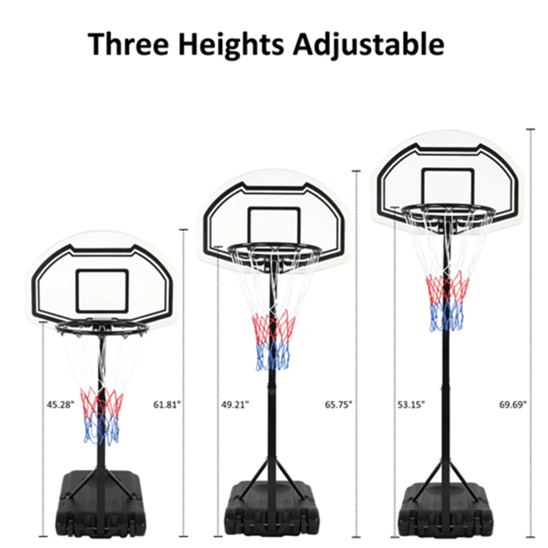 Swim Pool Side Portable Height-Adjustable Basketball Hoop for Team Play