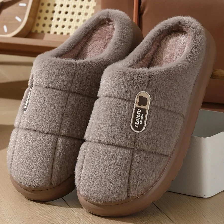 Shoes For Men 2025 New Plus Size Women's Cotton Slippers Winter Warm Thick Bottom Fleece Slippers 45 46 47 48 Cotton Drag