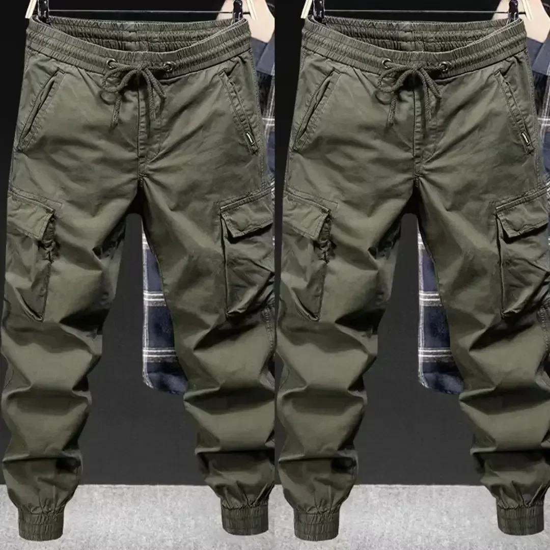 

Fashionable Casual Pants Men's Loose-fit Youth Style Cargo Pants Solid Color Cropped Trendy Branded Footwear For Spring Autumn