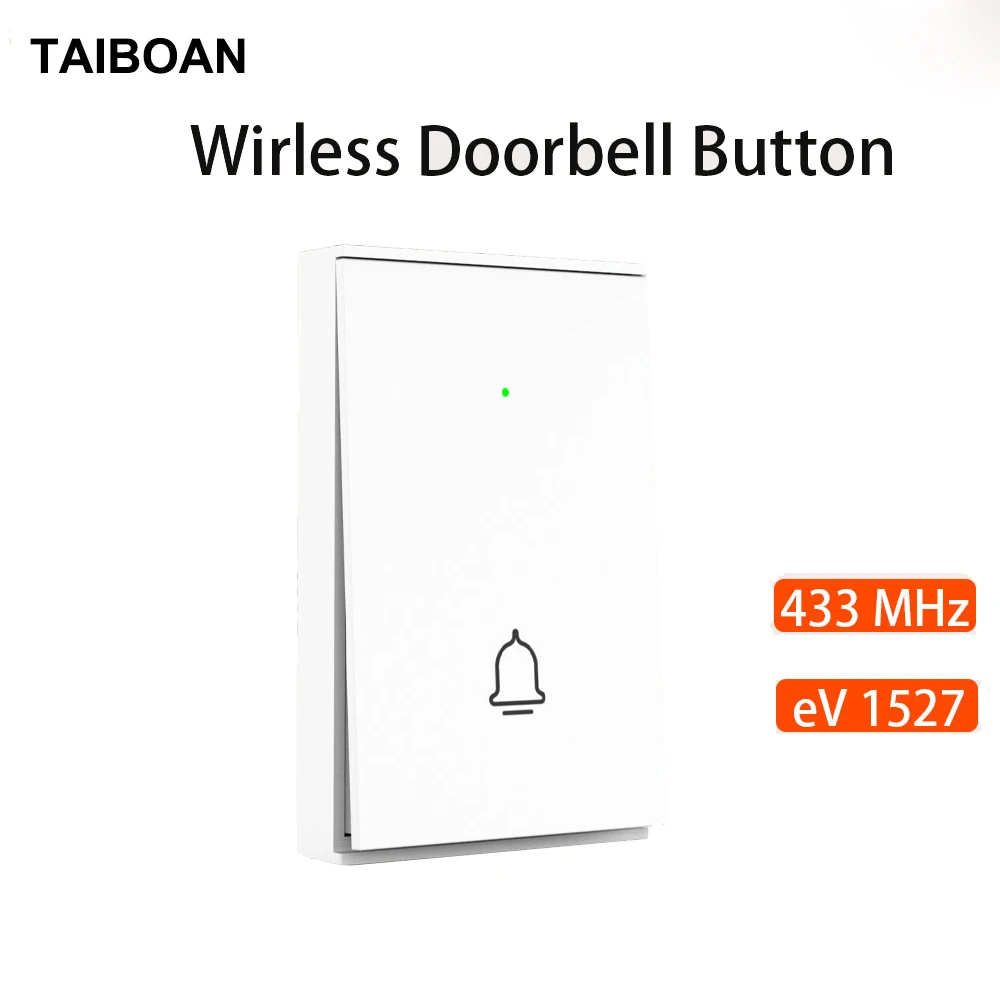 TAIBOAN Wireless Door Bell Button 433MHz Welcome Smart Doorbell with Battery & SOS Button for 433mhz Home Security Alarm System