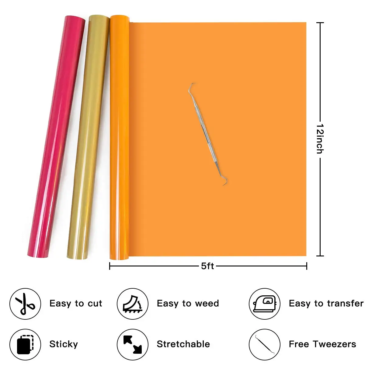 HTVRONT 12 حزمة 12inX5ft متعدد الألوان نقل الحرارة لفة الفينيل ل Cricut لتقوم بها بنفسك تي شيرت قبعة الطباعة الحديد على فيلم HTV هدية #6