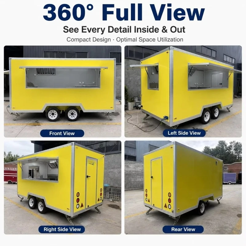 Outdoor Food Trailer Towable Fully Equipped Food Truck Mobile Bar Ice Cream Champagne Cart Coffee Trailer  for Wedding