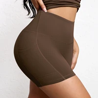 Solid Color Yoga Pants With Pockets Quick Drying High Waisted Gym Push Up Yoga Shorts for Woman Breathable Workout Fitness Short - Image 5