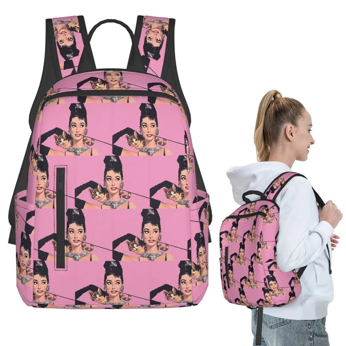 

Audrey Hepburn Backpack Student BookBag Children School Bag Computer Shoulder Bags Men Women