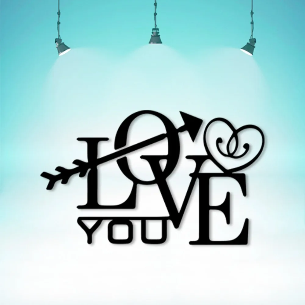 1 pieza de arte de pared metálico inspirado en lo vintage con diseño de corazón, flecha y paloma con la inscripción 'Love You' - Decoración de hierro resistente al óxido para el hogar, la oficina o el salón de baile, romántico C