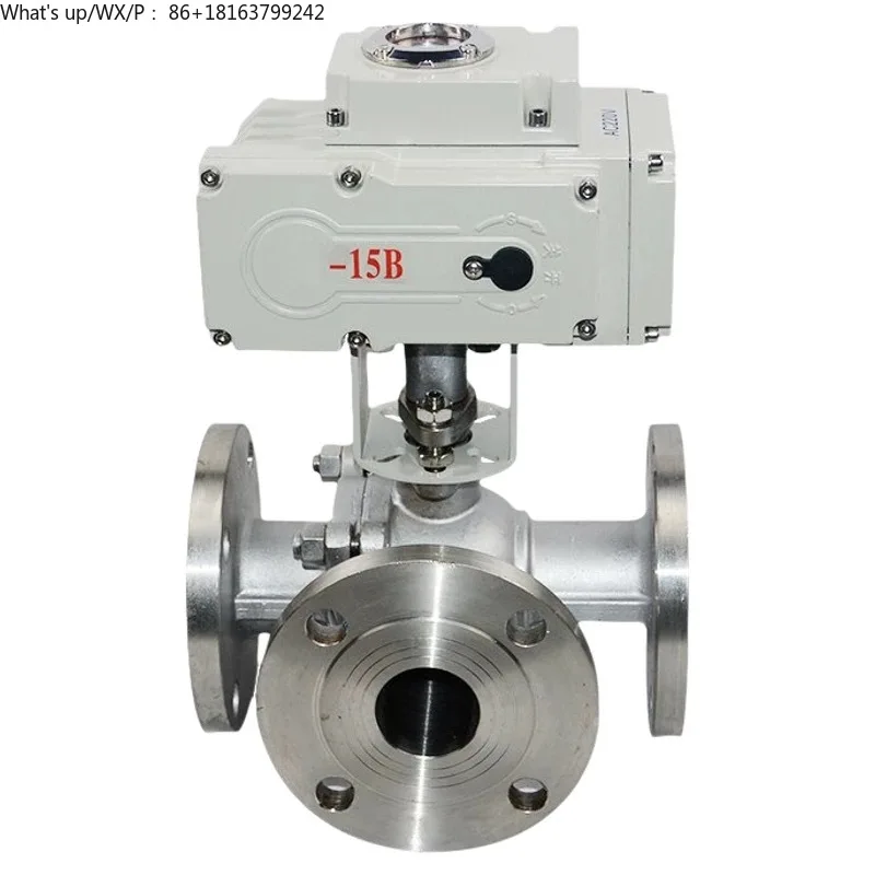 DN65 Electric 3-way Flange Ball Valve Cast Steel T/L-type Reversing Cut-off Diversion Regulating Flow Electric Ball Valve