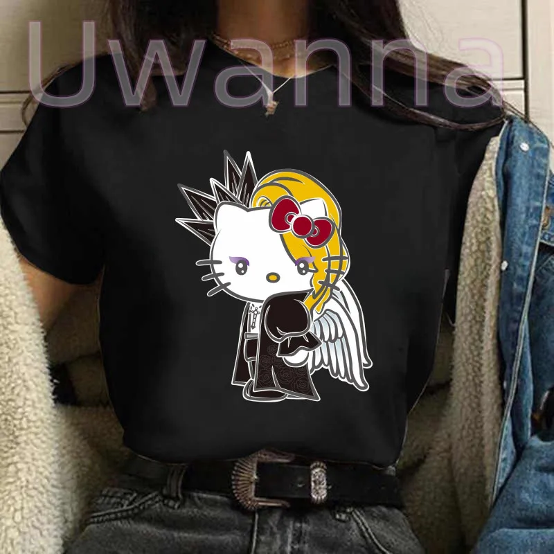 Yoshikitty Graphic Cool T Shirt Girl Gothic Y2k Top Aesthetic Harajuku Summer New Punk Style T Shirt Women Clothes Tee