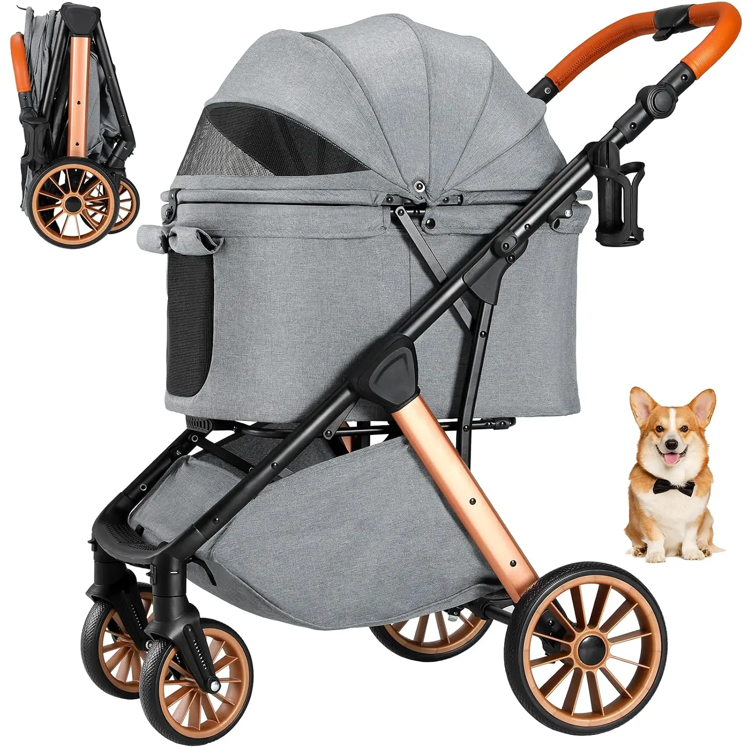 Medium Dog Stroller with One-Click Folding, Holds Dogs Up to 33 Lbs