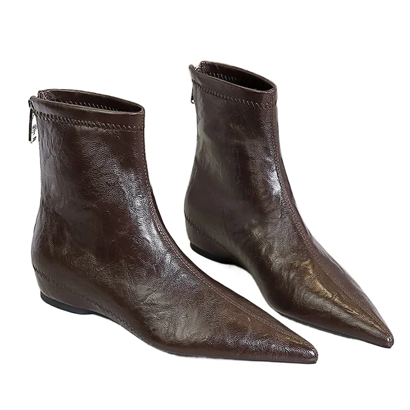 

Autumn Winter Shoes Women Boots Retro Party Shoes Pointed toe Brand Ladies Ankle Boots Plush Height Increasing Shoes 3cm D748