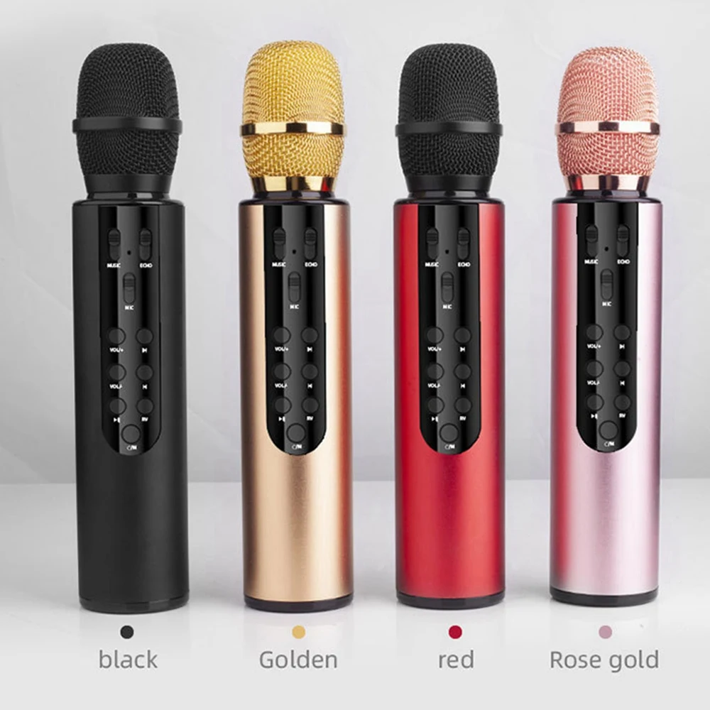 POP-lWireless Bluetooth Microfone Condensador de Alto-falante Duplo Microfone Portátil de Karaokê para Discurso de Streaming ao Vivo