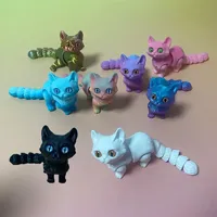 3D Printed Articulated Cute Cats Home, Room, Car Decorations, Desktop Decorations