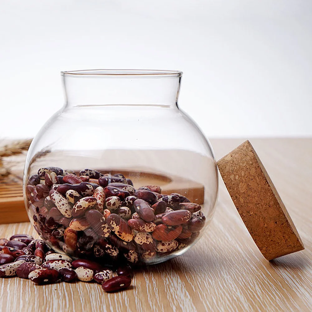 

Glass Storage Jar Cork Lid Airtight Food Storage Canister Kitchen Clear Glass Jar Wood Lid Coffee Bean Tea Container