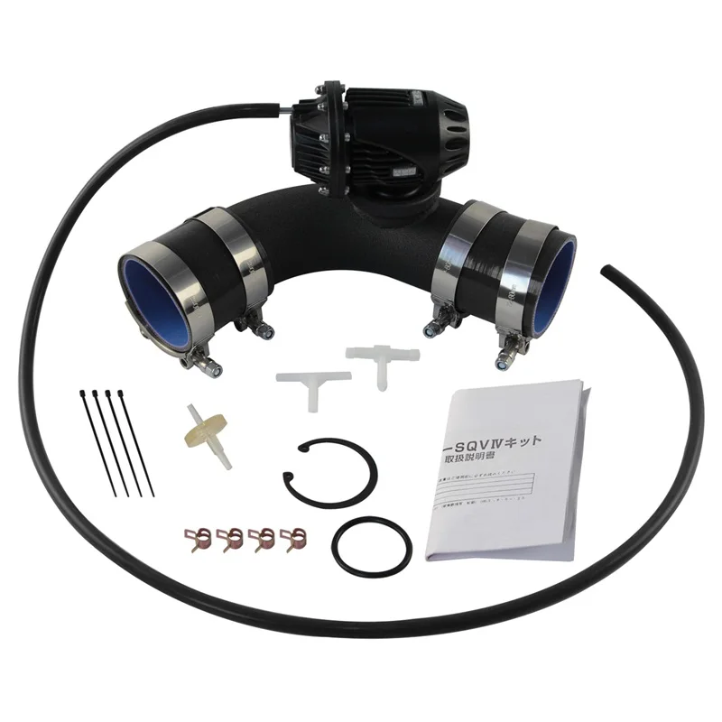 

2PCS Silicone hoses + 2.5"/2.75"/3" 63MM 90 Degree Flange Pipe + Adjustable SSQV SQV Blow Off Valve BOV 4 Kit Black