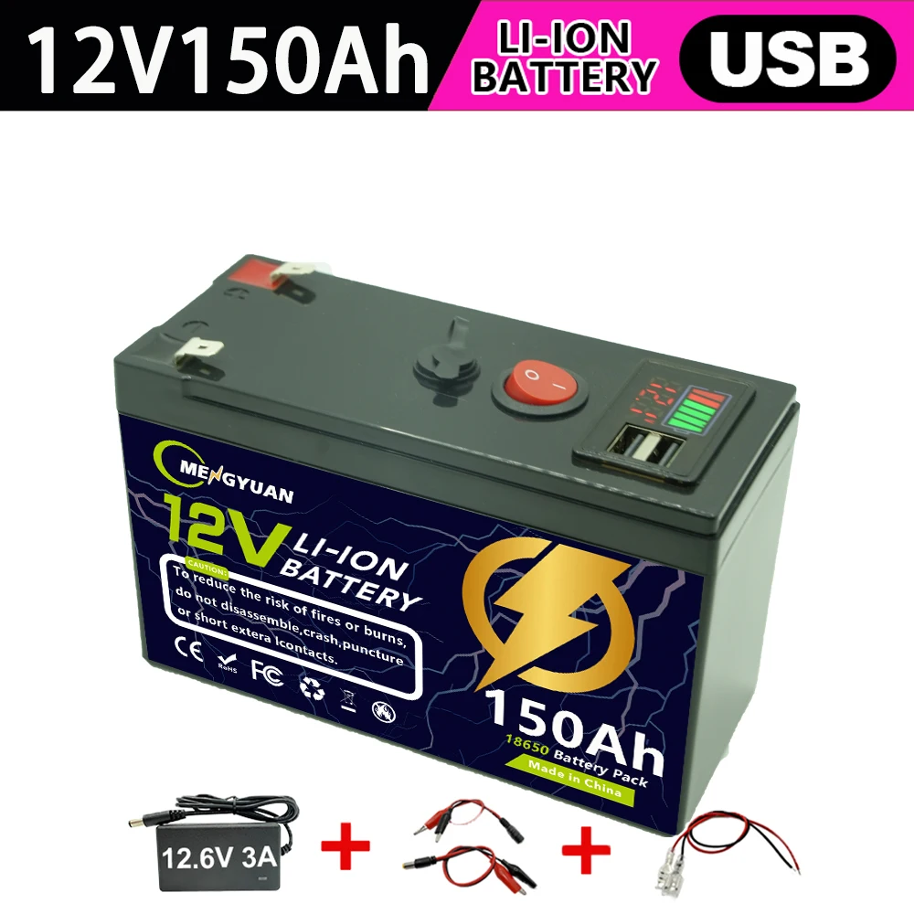 12V 150Ah Lithium LiFePO4 Deep Cycle Battery for Solar,Fish Finder, Power Wheels, Lighting, Off-Grid Applications Built-in BMS