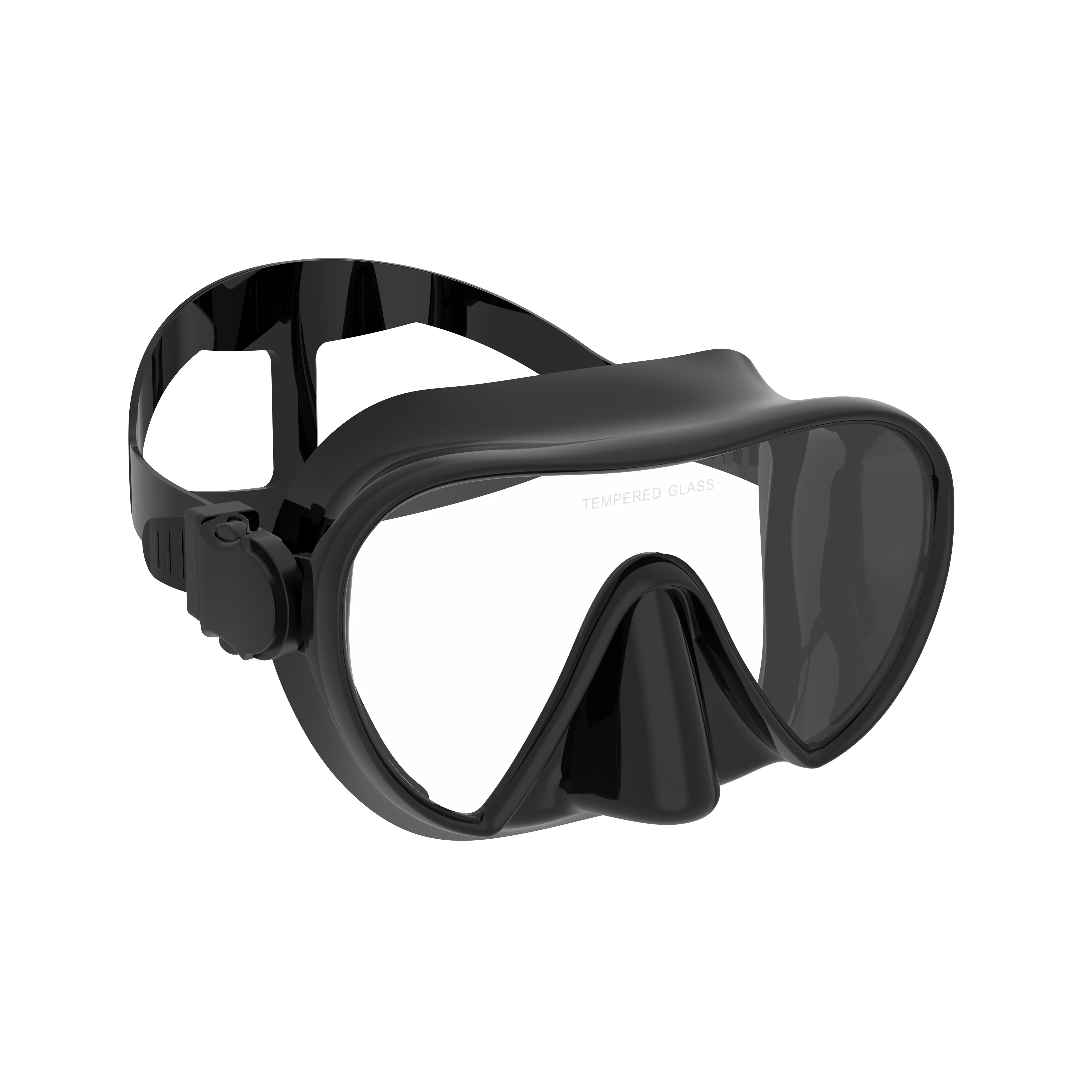 Rahmenlose Maske zum Tauchen, Schnorcheln, perfekte Dichtung, Silikonrock, Panorama-Schwimmbrille aus gehärtetem Glas, geeignet für Erwachsene – Detail 5