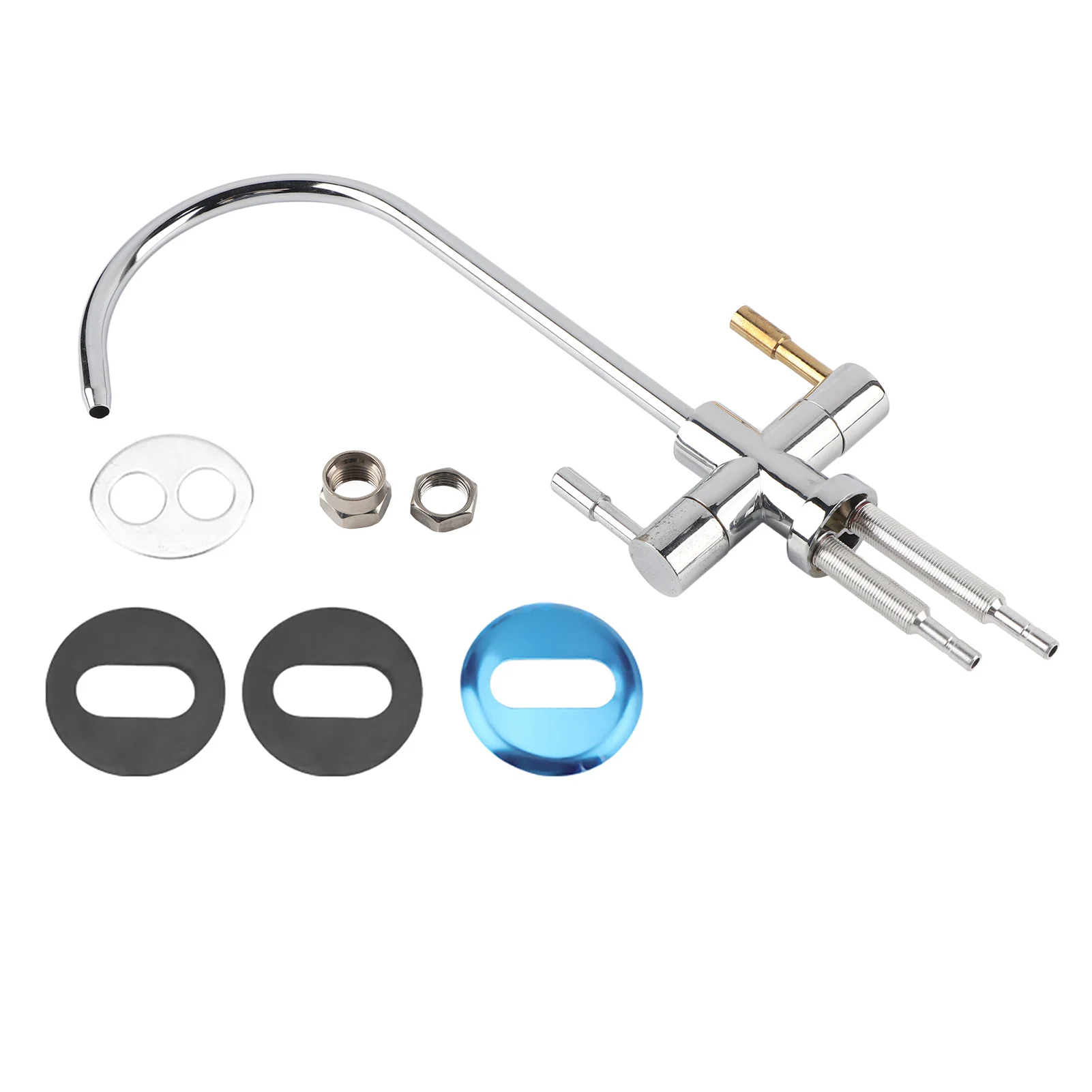 

1/4'' Double Holes Sink Faucet Tap Chrome Reverse Osmosis RO Drinking Water Filter