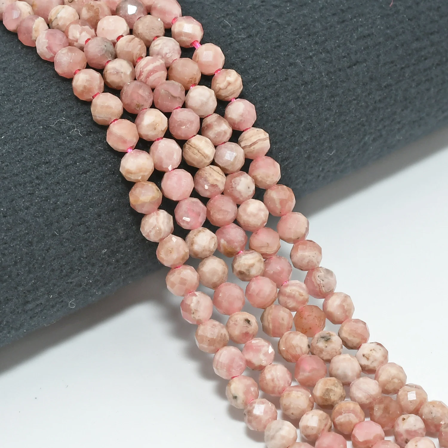 Natural Rhodochrosite Faceted Round Beads 3.5mm