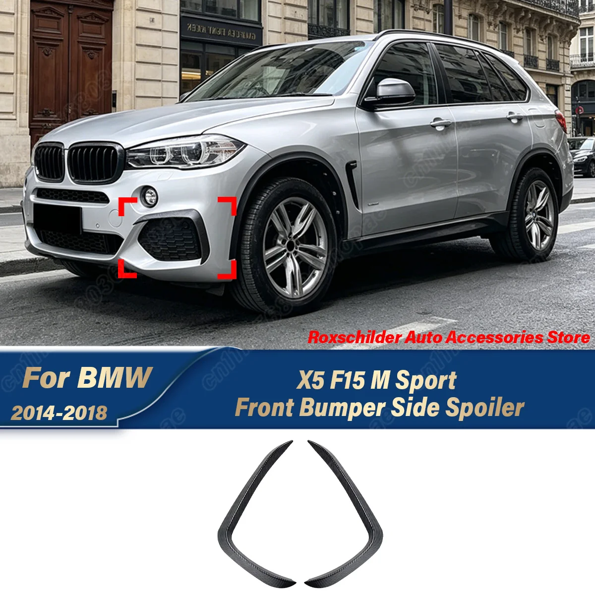 For BMW X5 F15 2014 2015 2016 2017 2018 Car Front Air Knife Sports Racing M Sport Front Splitter Canards Body Modification Kit