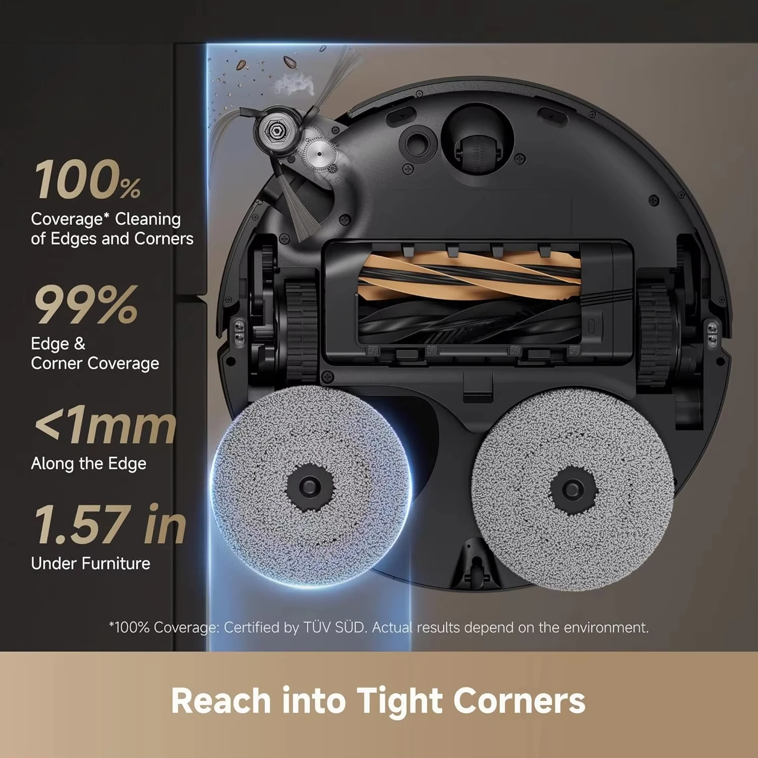 Dreame X50 Ultra Pro Tracked Vacuum Cleaner 2499 Pa Suction Automatic Dirt Disposal Wet/Dry Cleaning Sonic Mopping Long Car