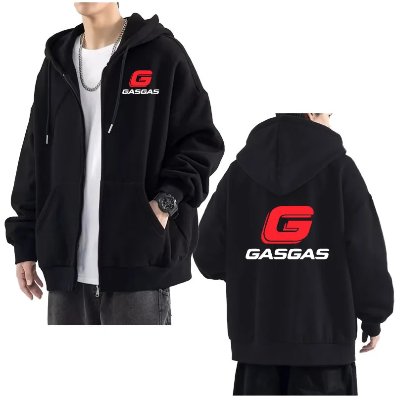 Motorcycle gasgas print new men's hoodie High quality plus size loose fashion street men hip hop fashion men's hoodie cardigan