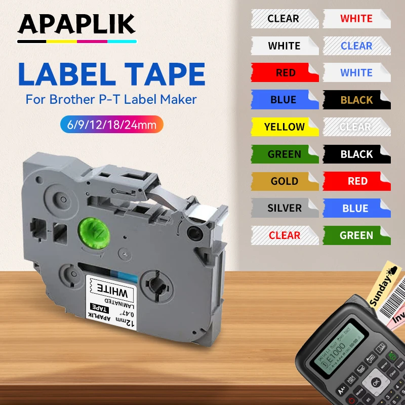 Compatible With Brother Label Maker Tze Tape 12mm 0.47 White TZe-231 TZ-231 P-Touch Tze Black On White Tape For PTD220 PT-H107