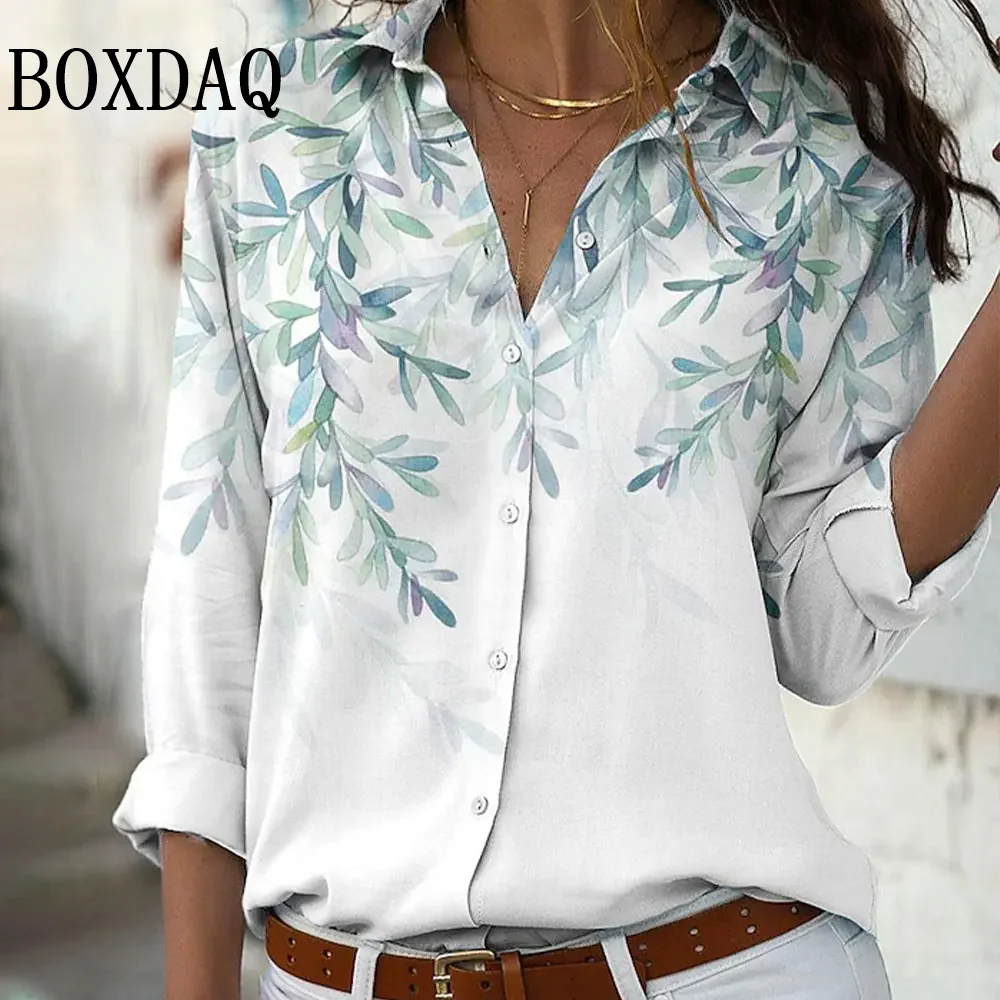 Nueva moda mujer, camisa de manga larga con estampado de lunares en 3D y botones superiores, camisas con una botonadura, blusas para mujer Primavera Verano 2025
