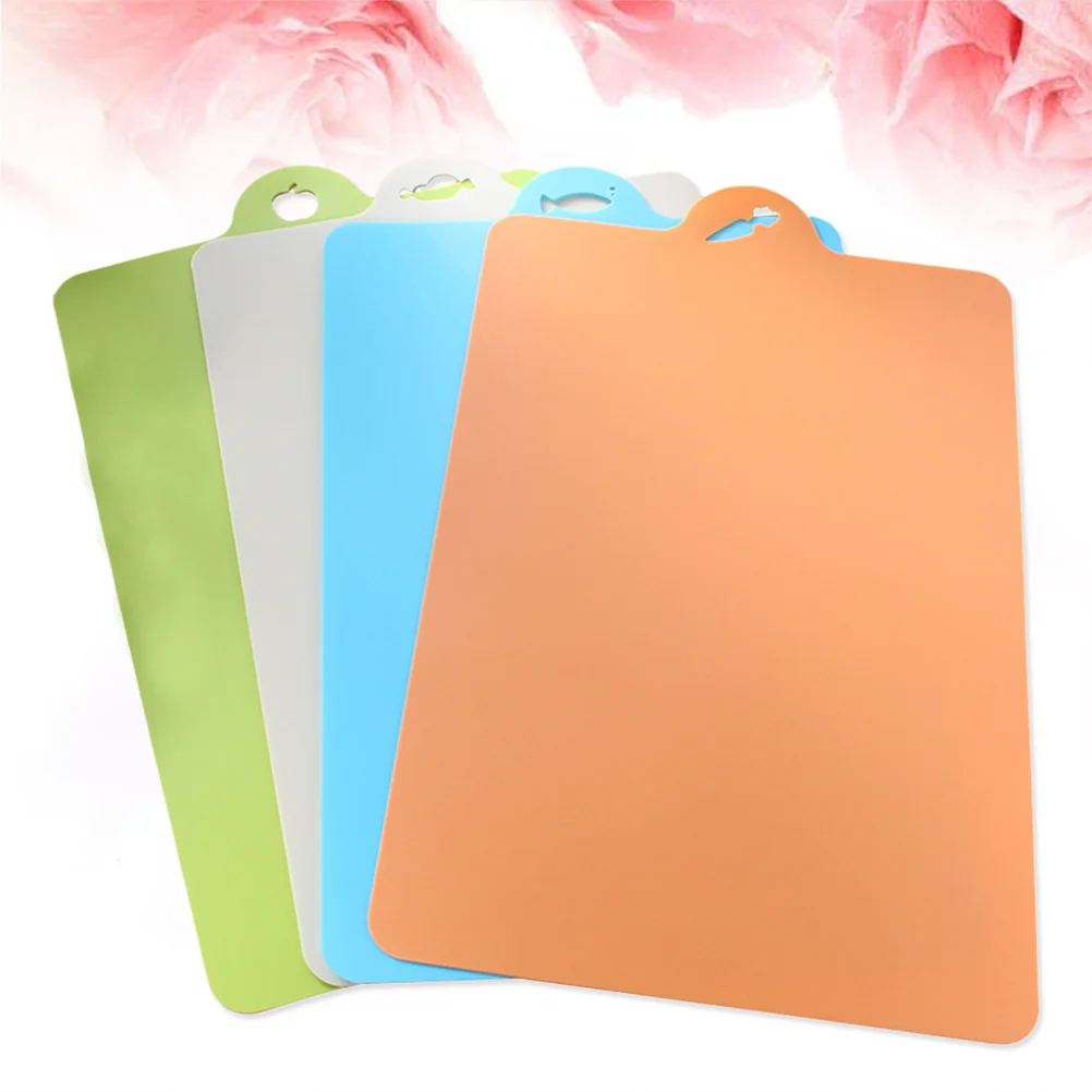 

4pcs Color-Code Cutting Boards Flexible Cutting Board for Kitchen Bar BBQ with Hanging Hole(Random Color)