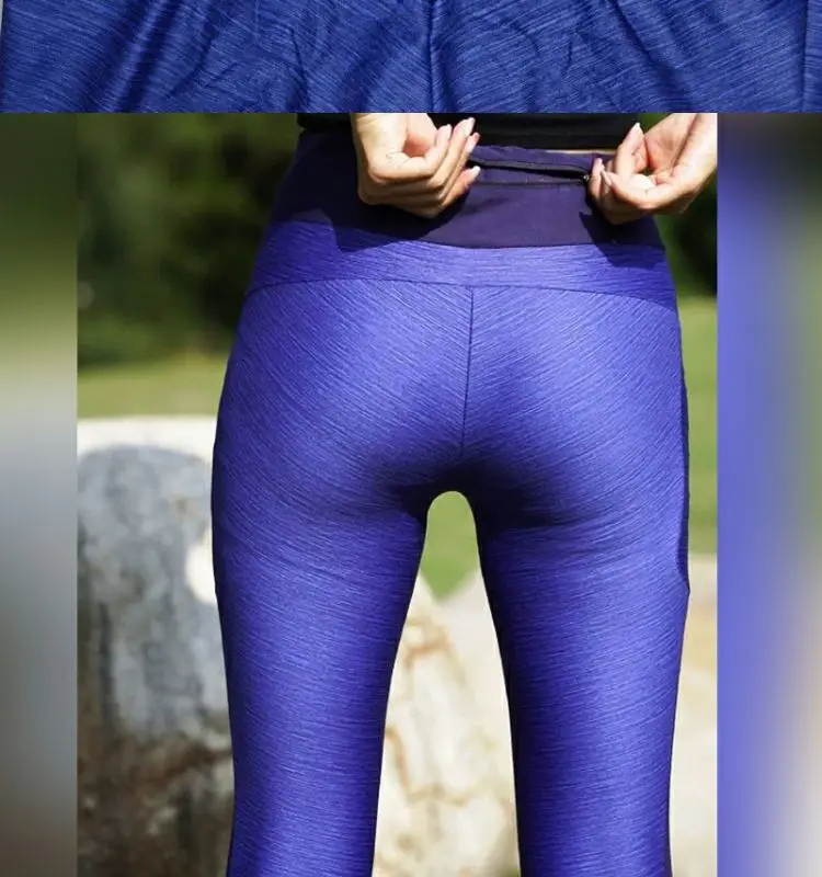 아시아 사이즈 지퍼 오픈 크로치 블루 크롭 레깅스 여성 요가 카프리 이국적인 피트니스 바지