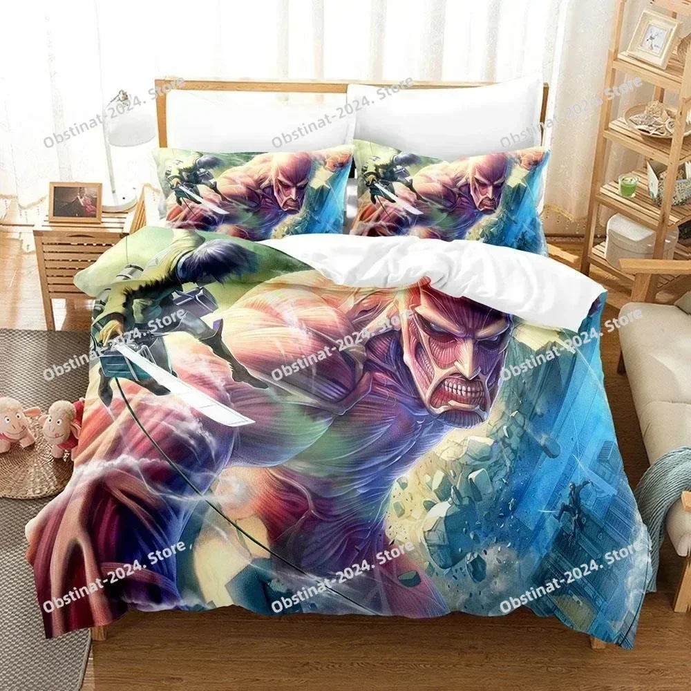 New Attack On Titan Bedding Set Printed Bed Set With Pillowcase Bed Duvet Cover Soft Single Double Queen Super King Size Bedroom
