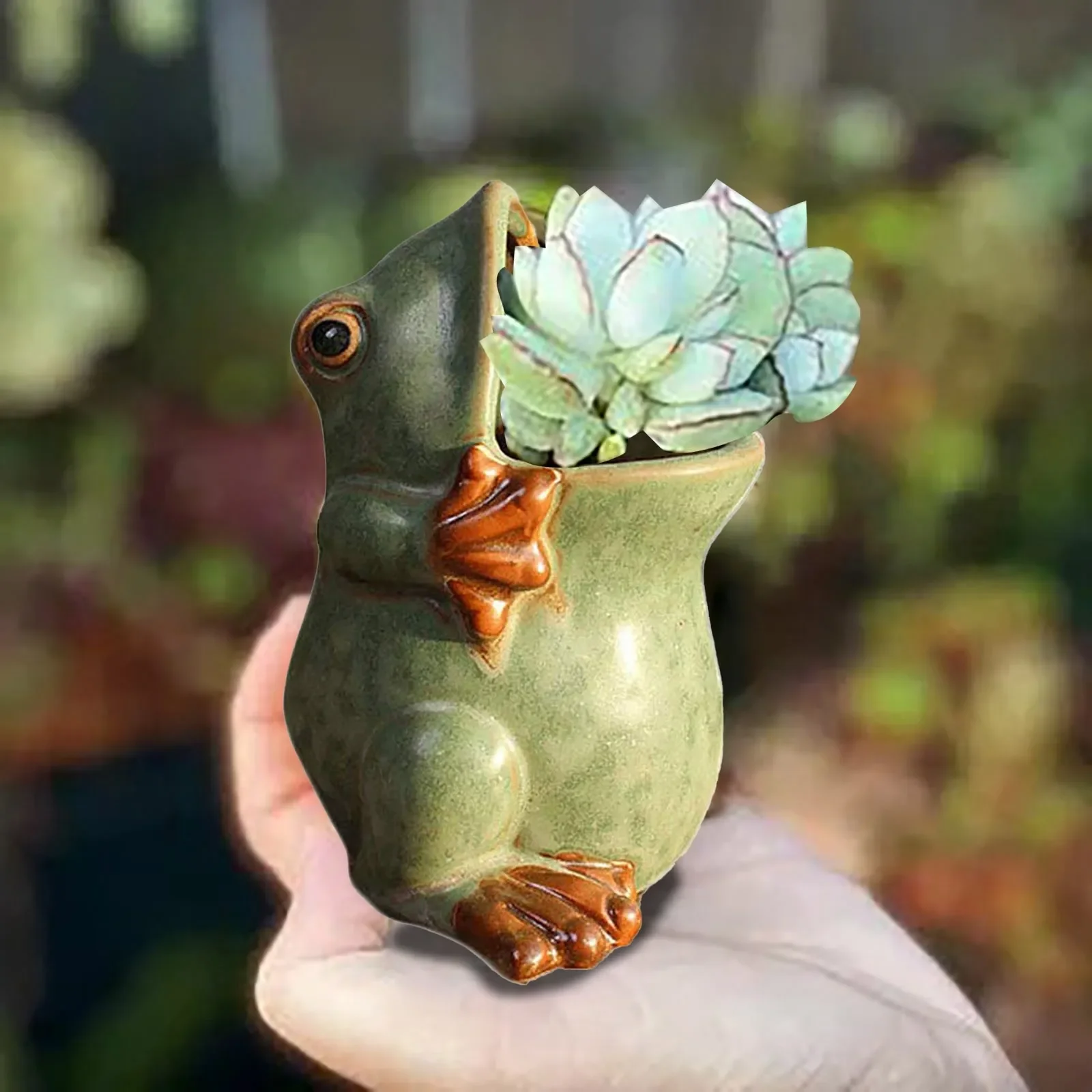 Ceramic Flowerpot Vase Creative Frogs Shape Cute Bonsai Planter Home Decoration Succulent Animal Figurine Vase Container Flower