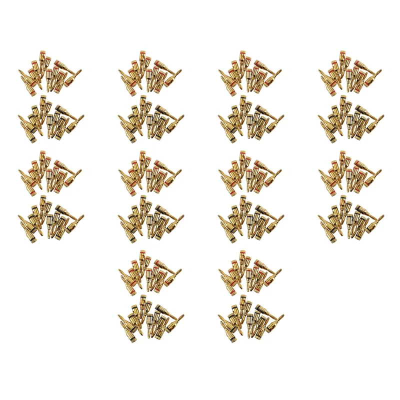 

CABE-Banana Plugs Open Screw 24K Gold Plated Plugs Audio Jack Connector For Speaker Stereo Cable,240Pack (120 Red, 120 Black)