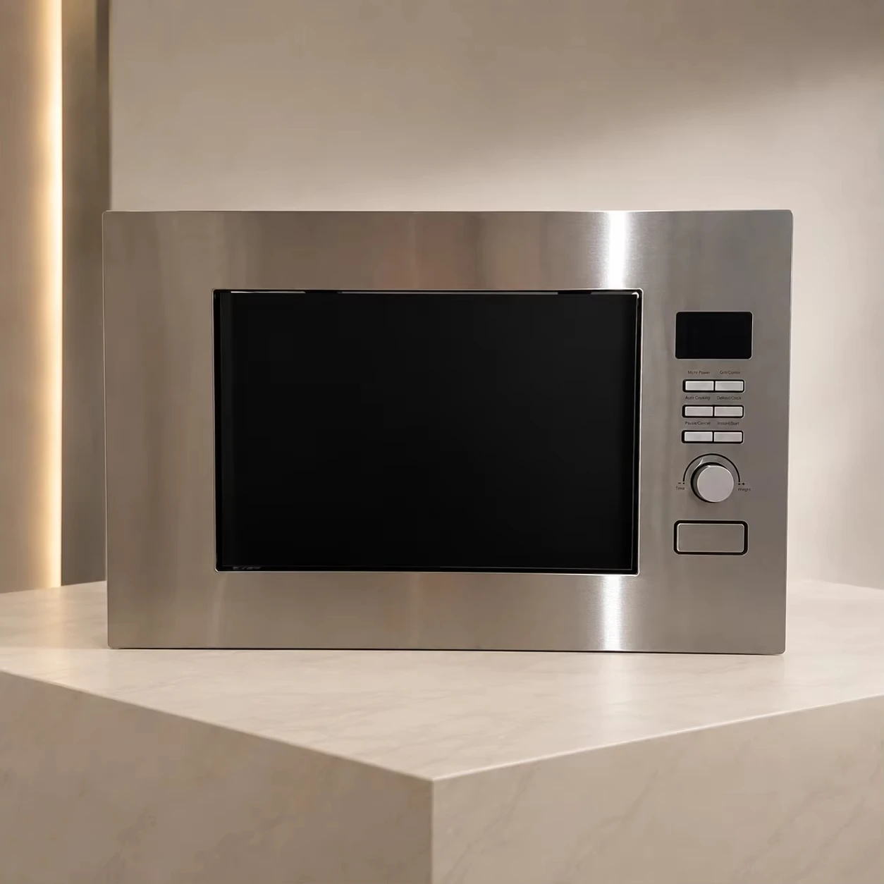 20L Silvery Embedded Microwave Oven Built in Multi Functional English Operation Board Mechanical Digital LCD