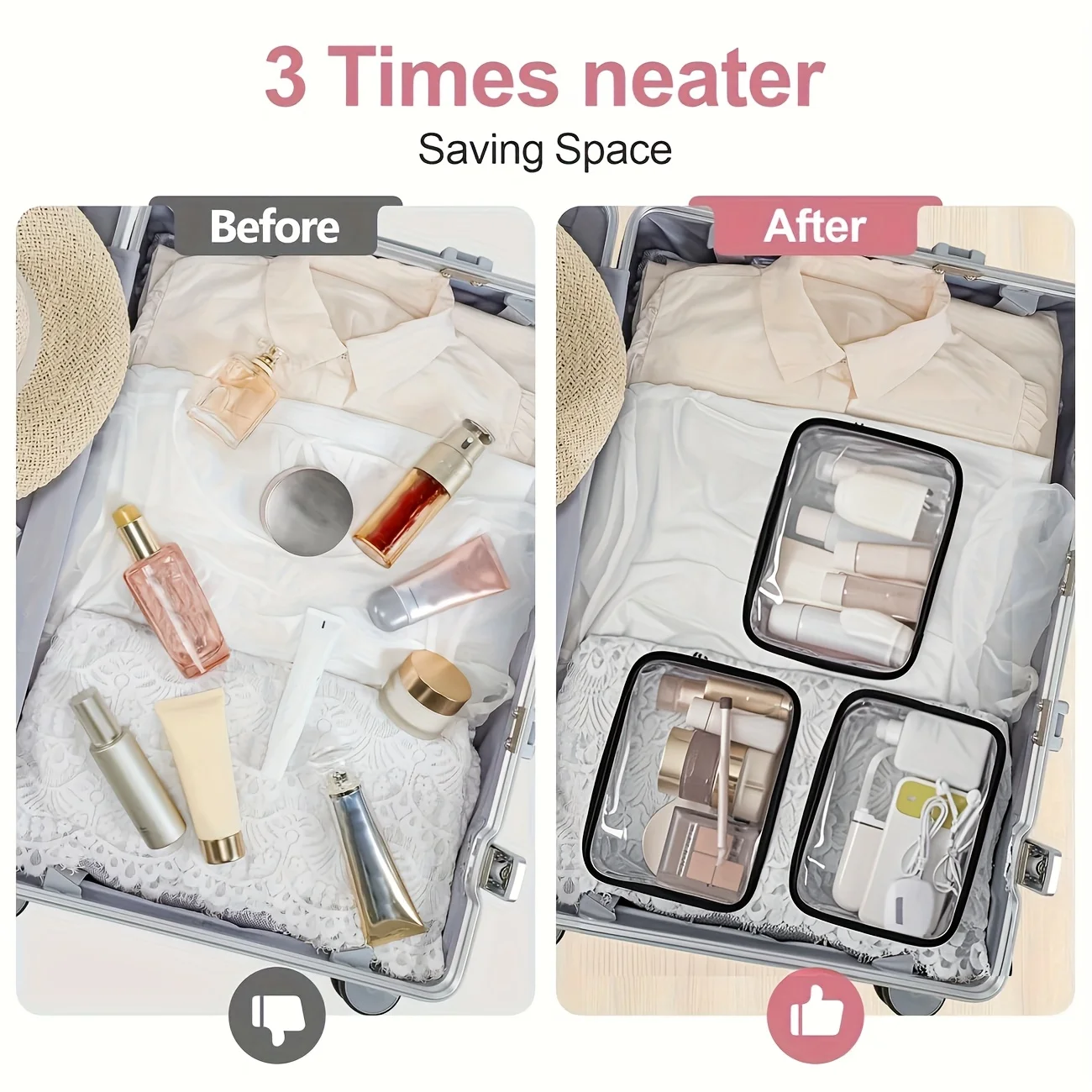 Medicine Cosmetic Bag Women Large Capacity Travel Organizer Easy Wipe Clean Toiletry Pouch Daily Use Trip Toiletry Travel Bag image 5