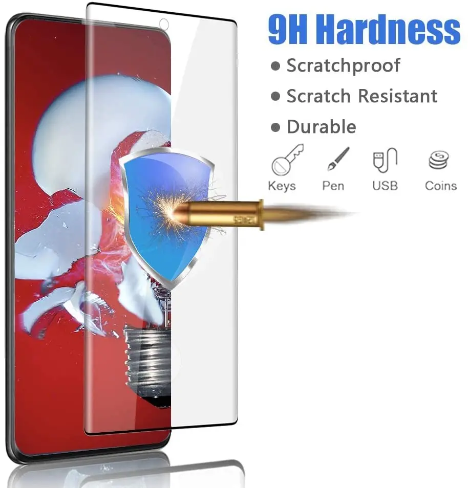 ,2/4Pcs HD Tempered Glass For Samsung Galaxy S20 + 9H Curved Four Sides Glue Screen Protector