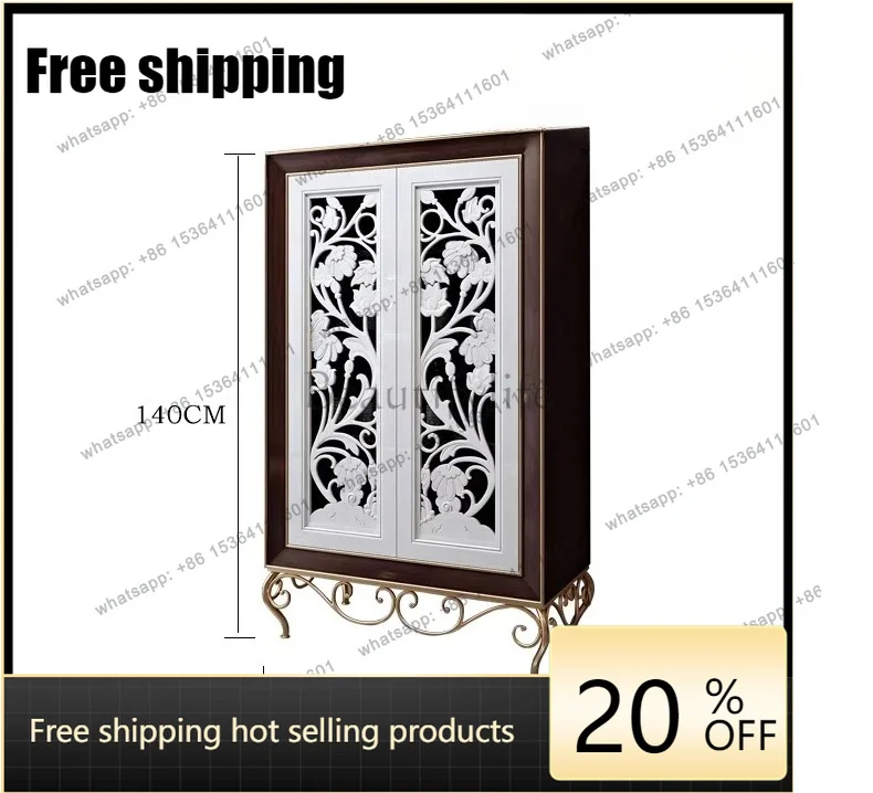 jj4 Light luxury wine cabinet against the wall Italian dining side cabinet living room villa locker simple solid wood cabinet
