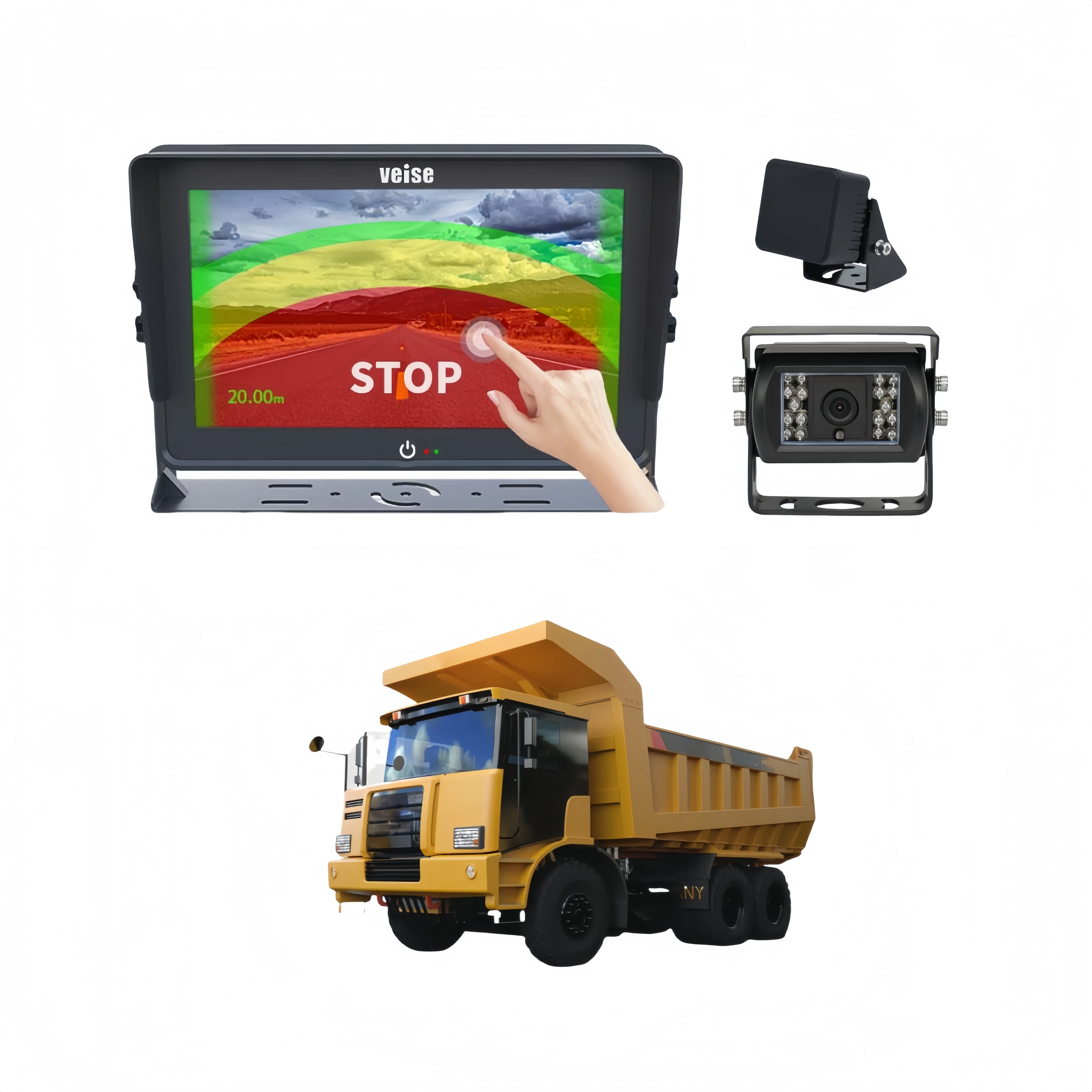 Mining Truck Real-Time Alert Millimeter Wave Radar Sensor Backup Camera System For Preventing Vehicle Collisions In Mining Areas