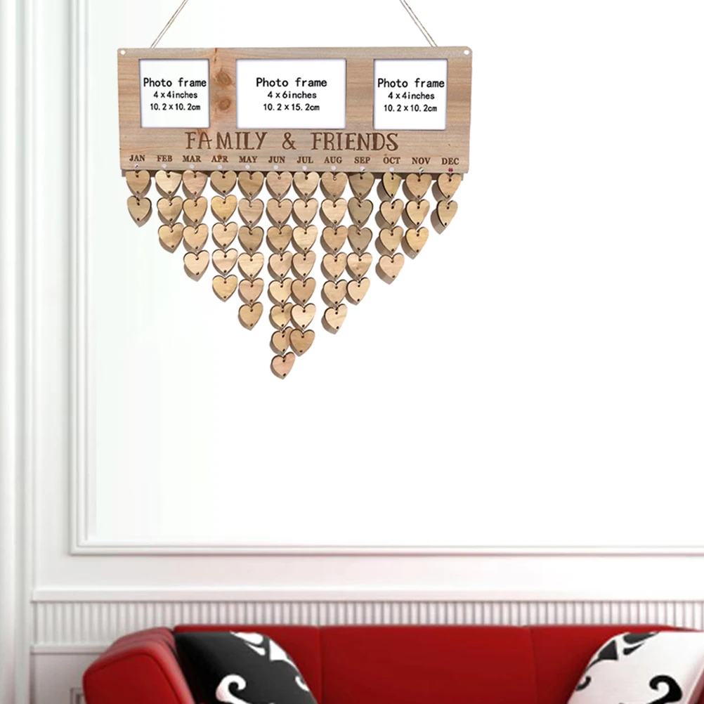 

Birthday Reminder Wall Hanging Wooden Photo Frame Message Board Calendar Blank Gift