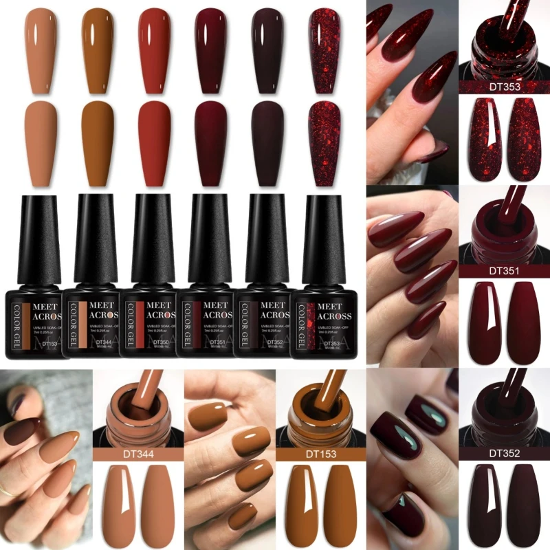 

6pcs/set Red Series Gel Nail Polish Set Long-Lasting French Style Gel Nail Supplies For Manicure DIY Design Nail Art Varnish