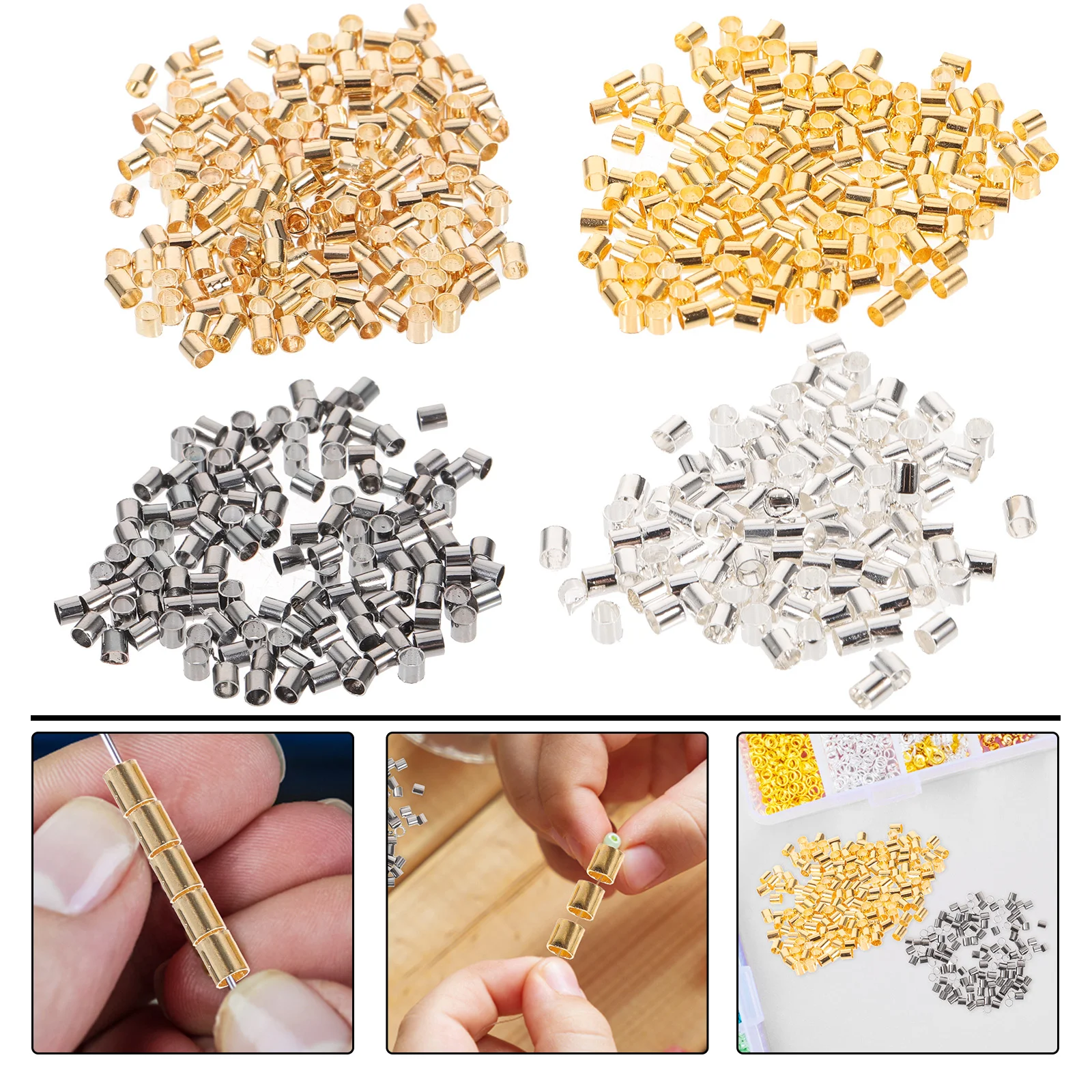 

1000 Pcs Eco-friendly Bracelet Accessories Crimp Beads Crimps for Jewelry Making