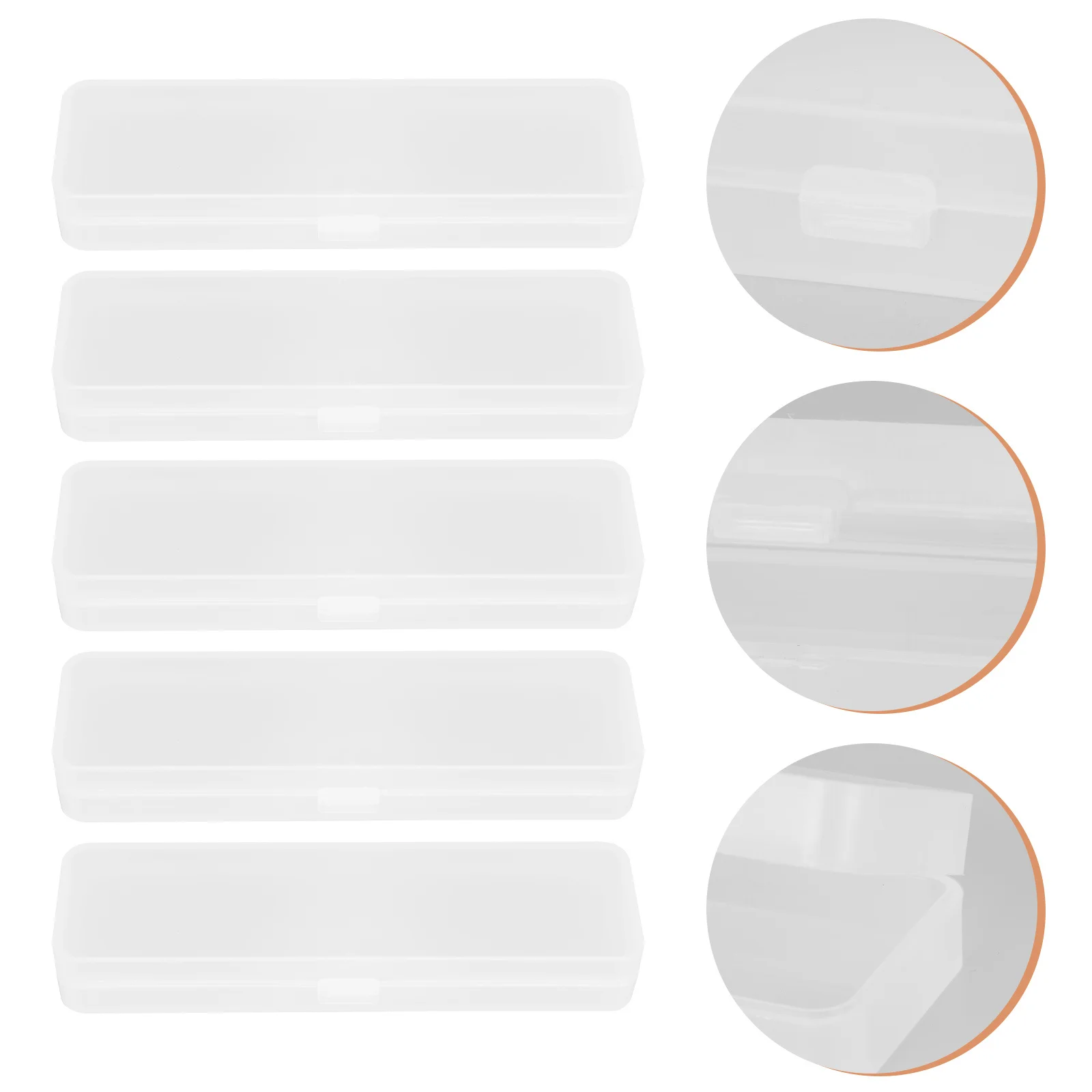 

5Pcs Stationery Storage Boxes Plastic Pencil Holder Boxes Compact Oblong Pen Container Durable Organizer Pencil Storage Box