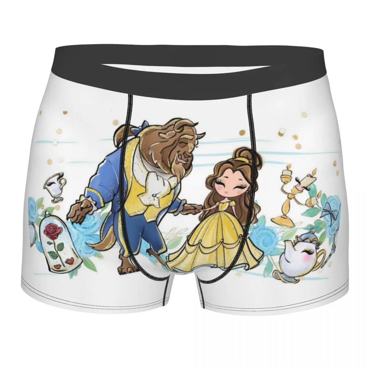 

Нижнее белье «Красавица и чудовище» на заказ, мужские дышащие трусы-боксеры, шорты, мягкие трусы для мужчин