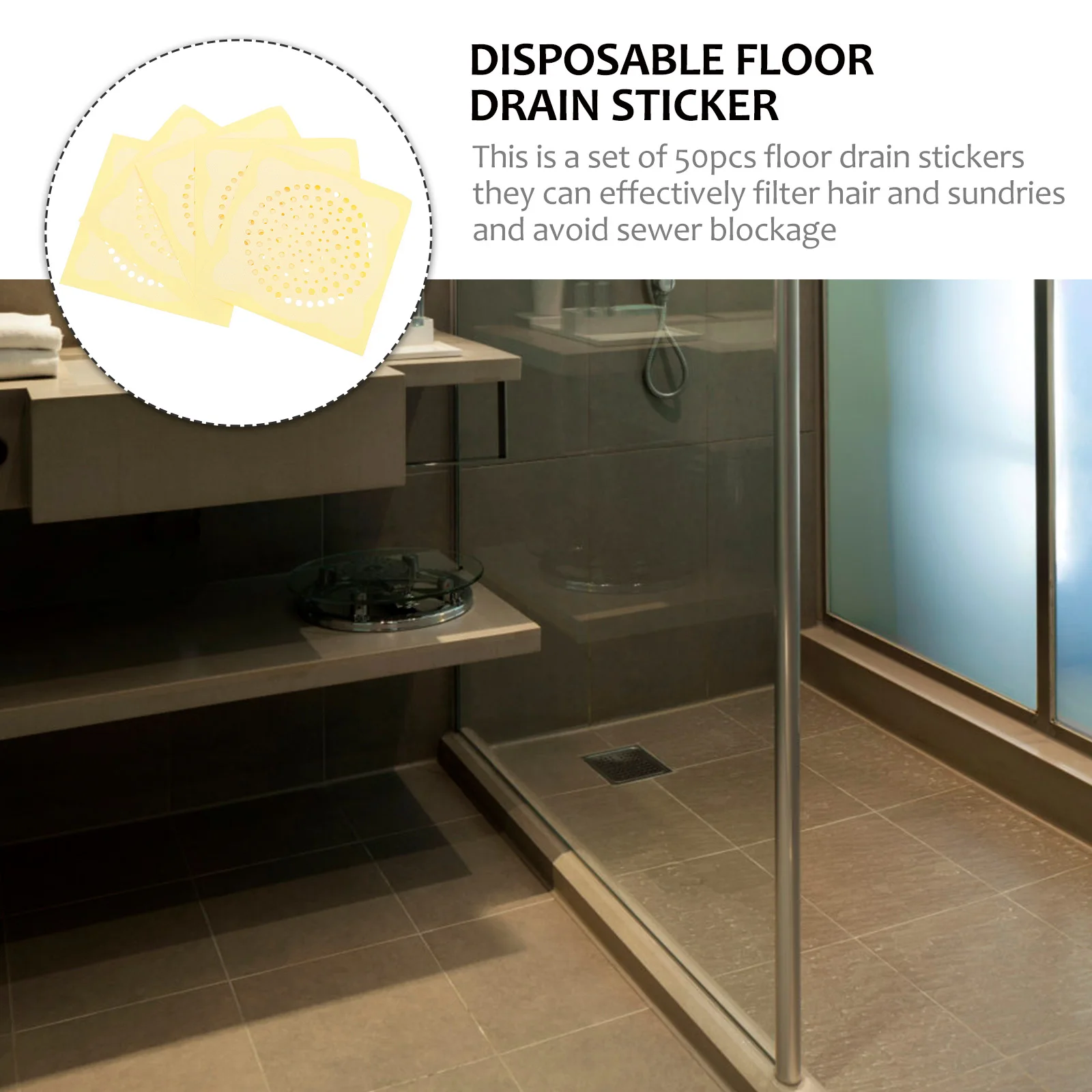 

50Pcs Anti-Blocking Drain Stickers Floor Drain Hair Filter Disposable Sink Sewer Protection Hair Filtering Stickers