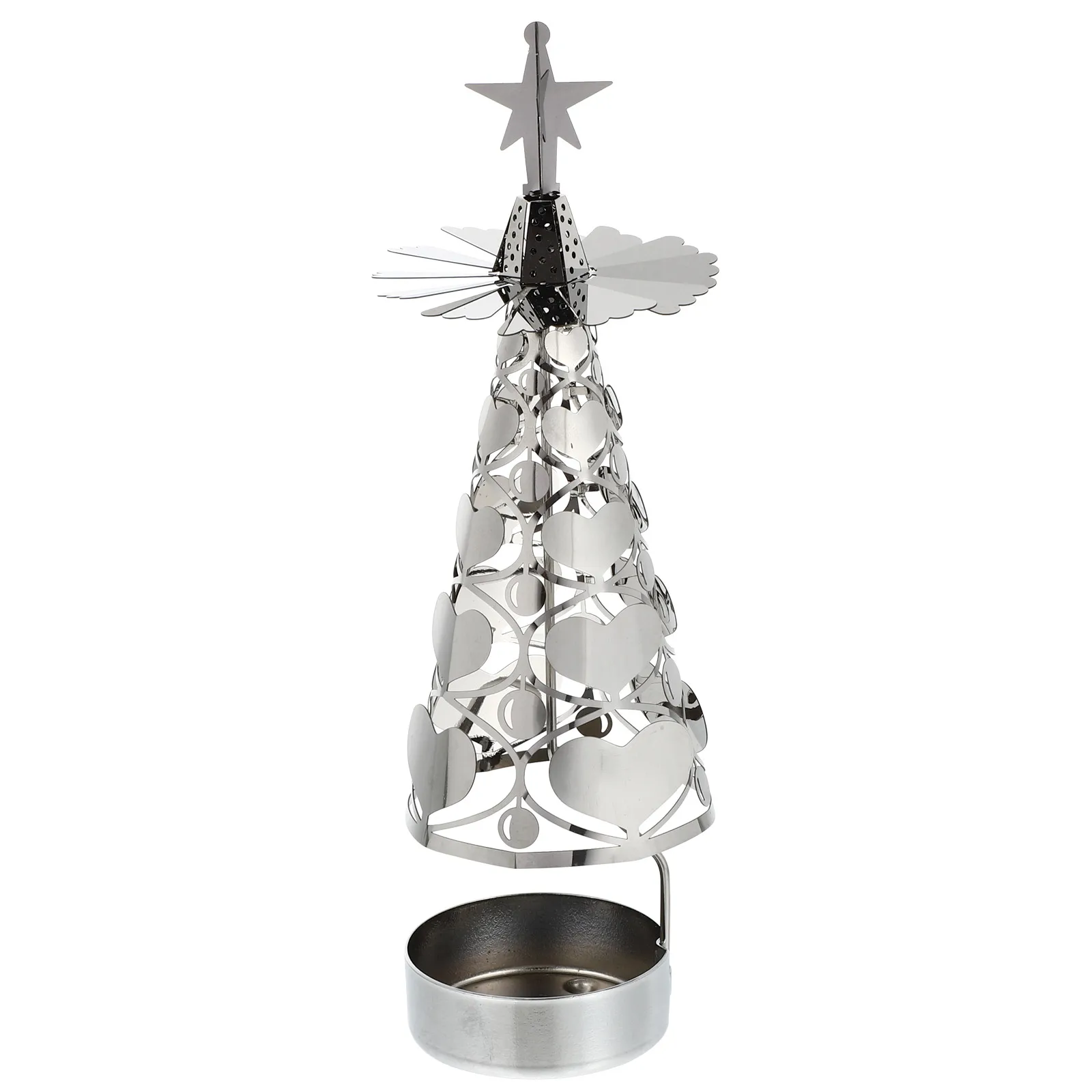

Christmas Tree Candlestick Silver Xmas Holders Rotatable Stand for Xmas Tree Shape Candlestick Winter Events