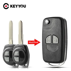 KEYYOU 2 Pulsante di Vibrazione Modificato Pieghevole Chiave A Distanza Dell'automobile Caso Borsette Per Suzuki SX4 Swift Grand Vitara Chiave Copertura Fob + pulsante Pad